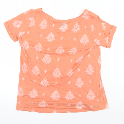 NEXT Womens Multicoloured Geometric Cotton Jersey T-Shirt Size 12 Boat Neck