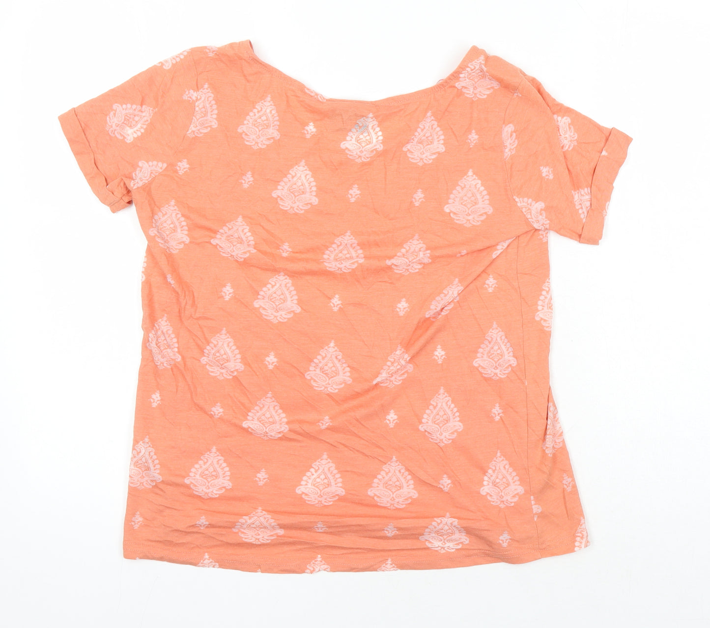 NEXT Womens Multicoloured Geometric Cotton Jersey T-Shirt Size 12 Boat Neck
