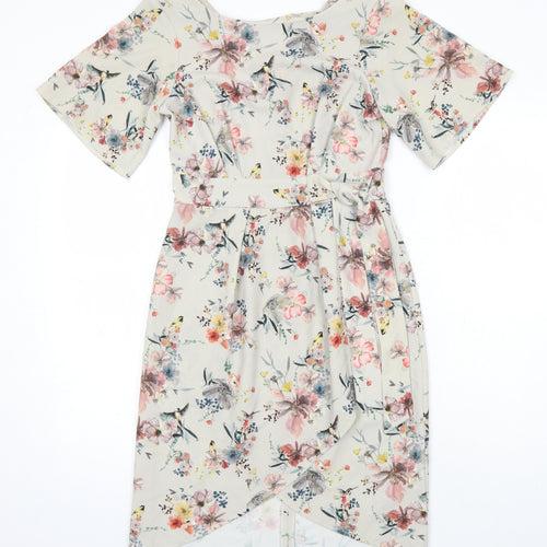 Closet Womens Multicoloured Floral Polyester Pencil Dress Size 10 Boat Neck