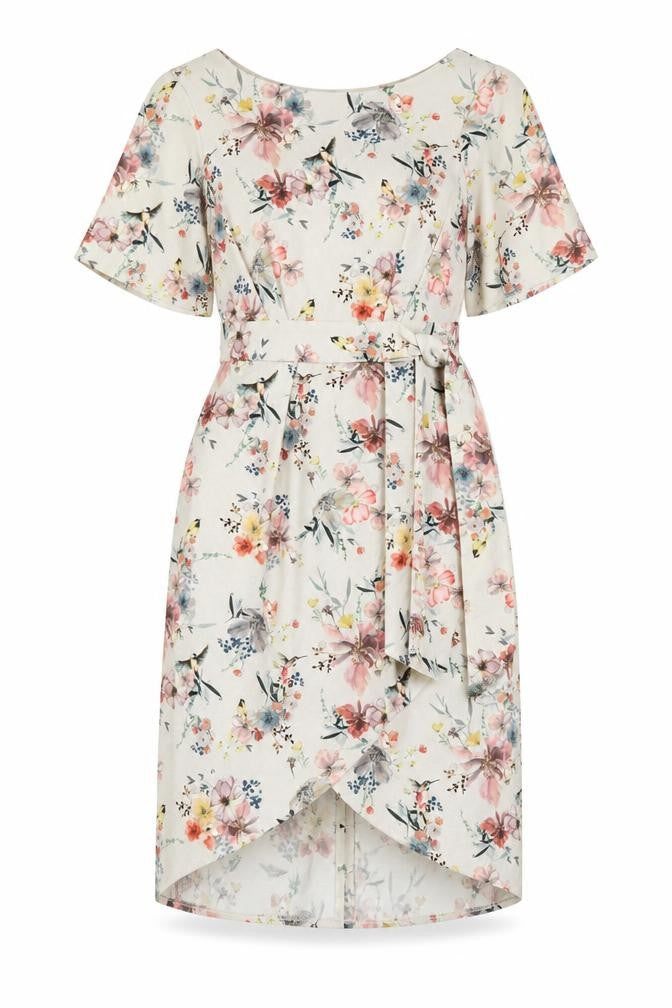 Closet Womens Multicoloured Floral Polyester Pencil Dress Size 10 Boat Neck