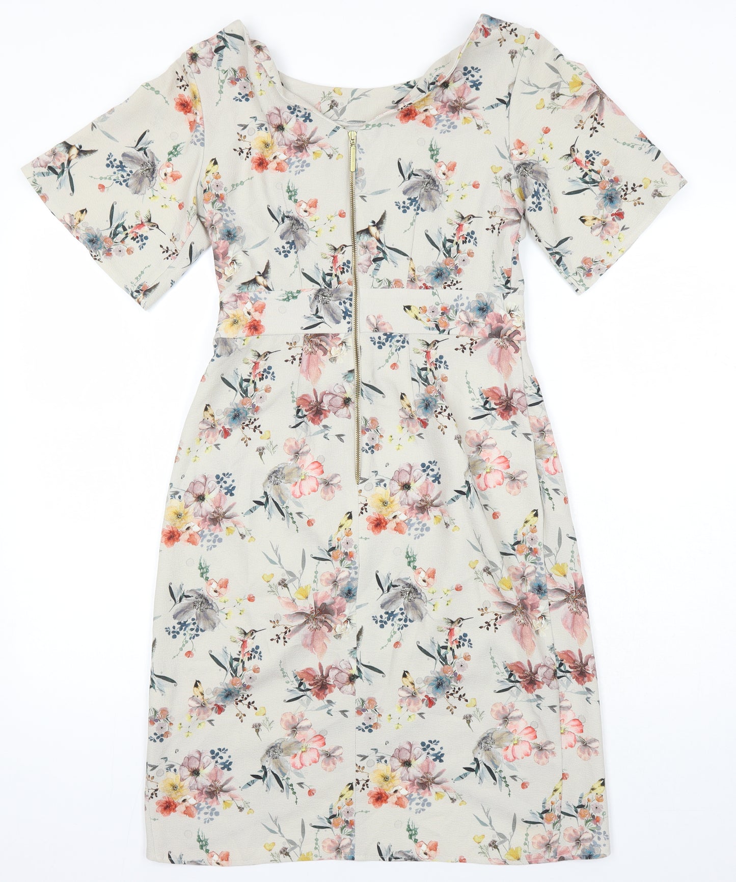 Closet Womens Multicoloured Floral Polyester Pencil Dress Size 10 Boat Neck