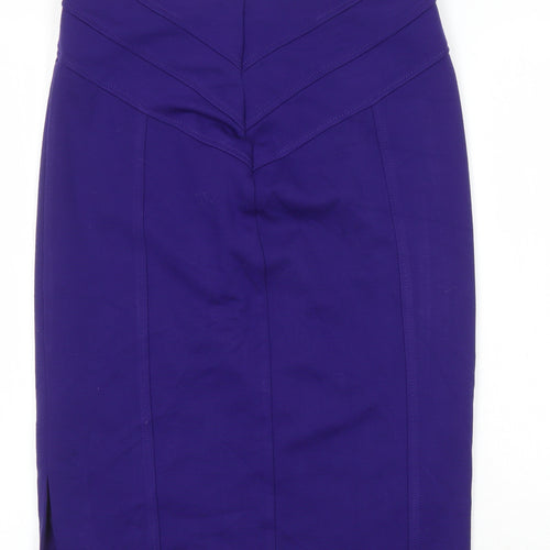 Marks and Spencer Womens Purple Herringbone Polyester Straight & Pencil Skirt Size 12