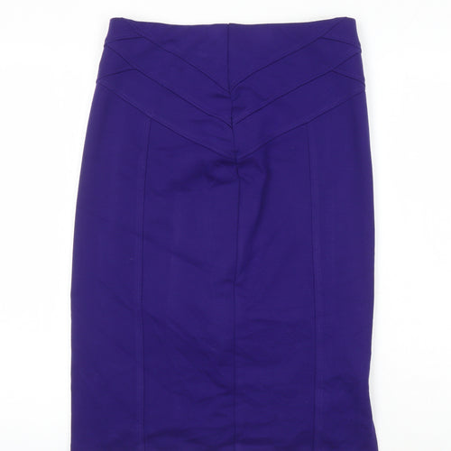 Marks and Spencer Womens Purple Herringbone Polyester Straight & Pencil Skirt Size 12