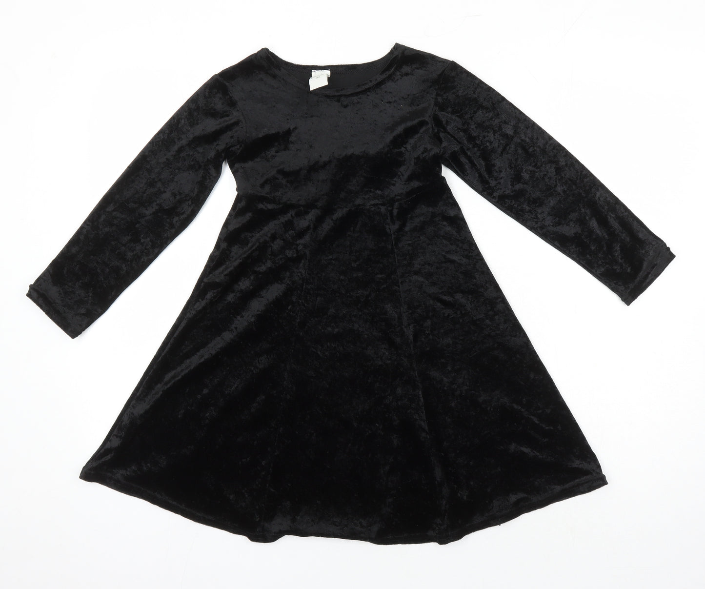C&A Girls Black Polyester Fit & Flare Size 6-7 Years Round Neck
