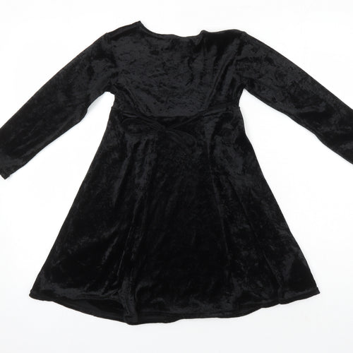 C&A Girls Black Polyester Fit & Flare Size 6-7 Years Round Neck