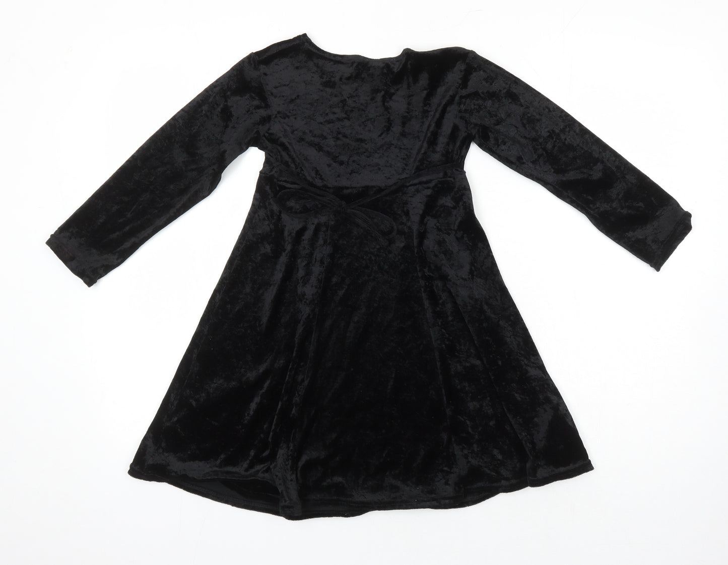 C&A Girls Black Polyester Fit & Flare Size 6-7 Years Round Neck
