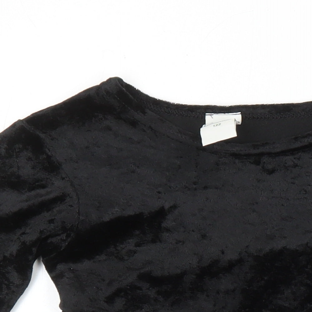 C&A Girls Black Polyester Fit & Flare Size 6-7 Years Round Neck