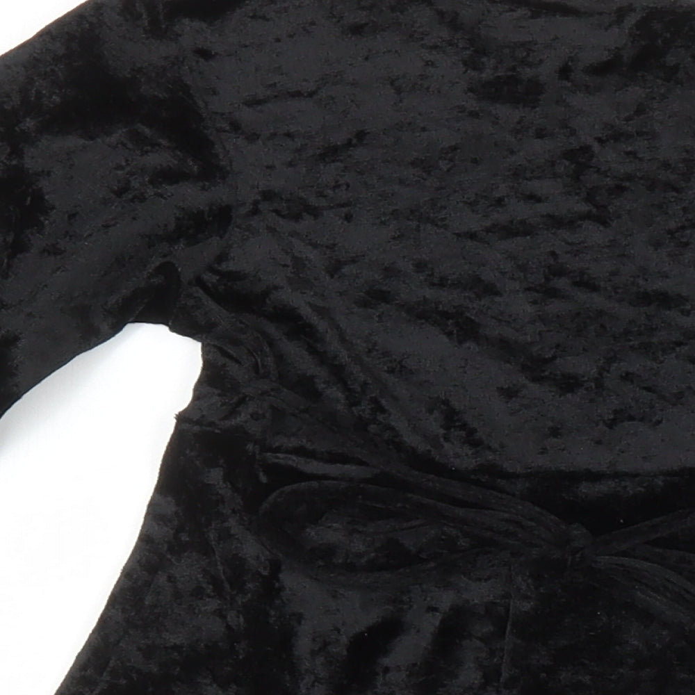 C&A Girls Black Polyester Fit & Flare Size 6-7 Years Round Neck