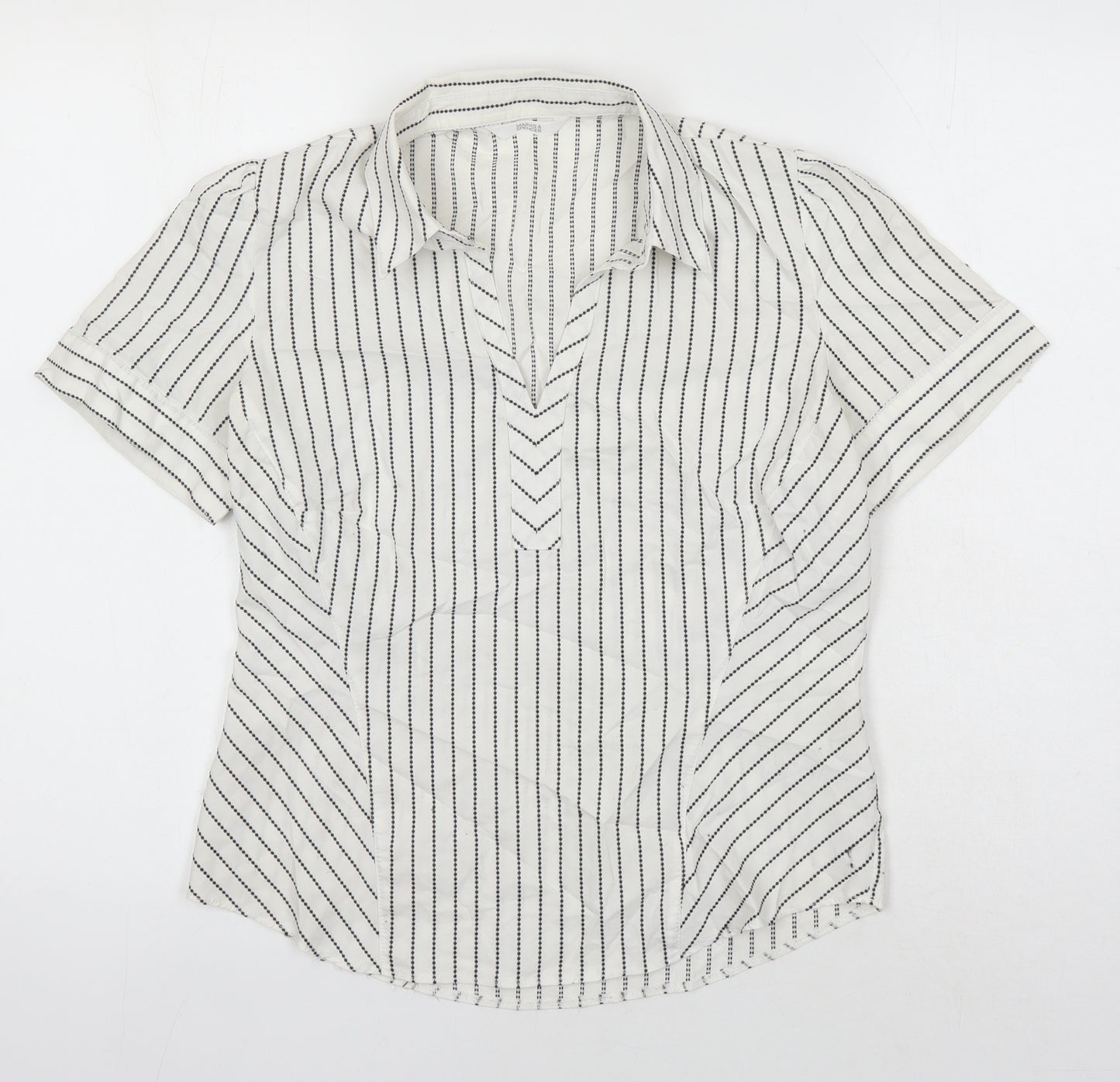 Marks and Spencer Womens Multicoloured Striped Cotton Tunic Blouse Size 12 V-Neck