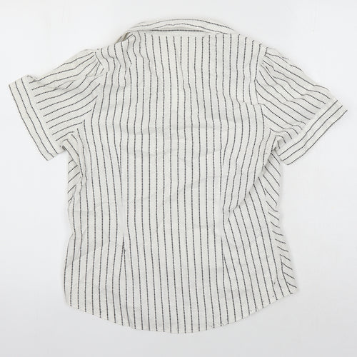 Marks and Spencer Womens Multicoloured Striped Cotton Tunic Blouse Size 12 V-Neck