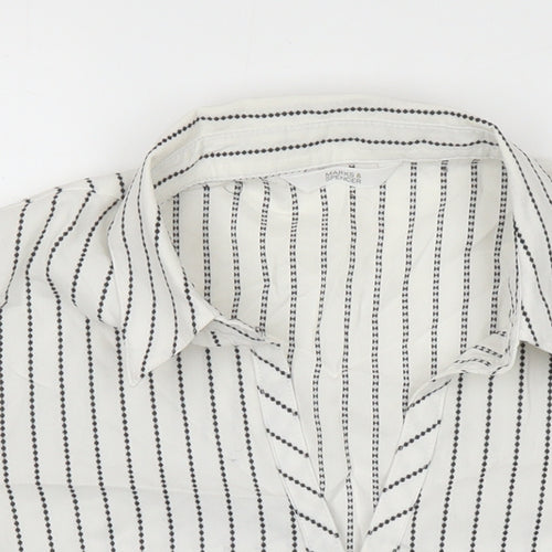 Marks and Spencer Womens Multicoloured Striped Cotton Tunic Blouse Size 12 V-Neck