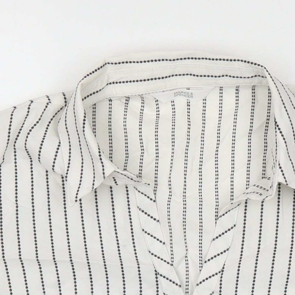 Marks and Spencer Womens Multicoloured Striped Cotton Tunic Blouse Size 12 V-Neck