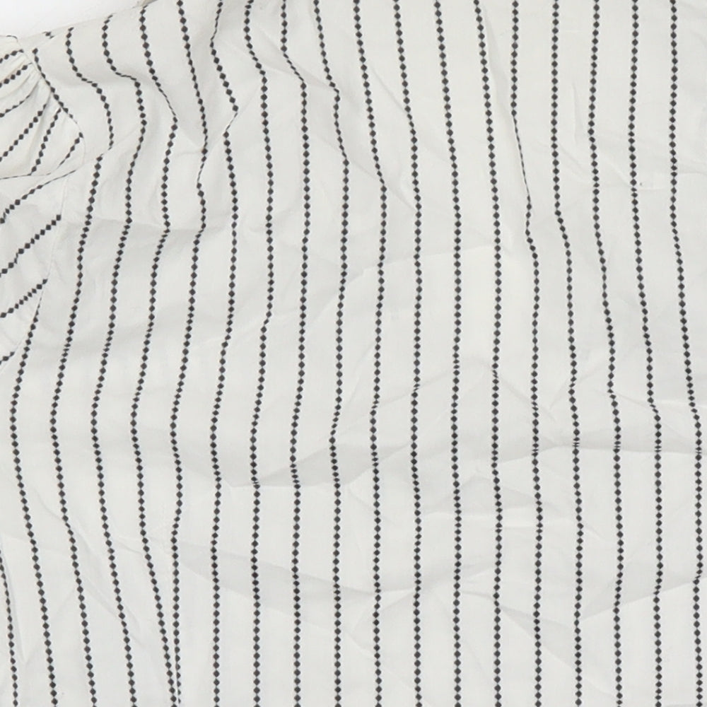 Marks and Spencer Womens Multicoloured Striped Cotton Tunic Blouse Size 12 V-Neck