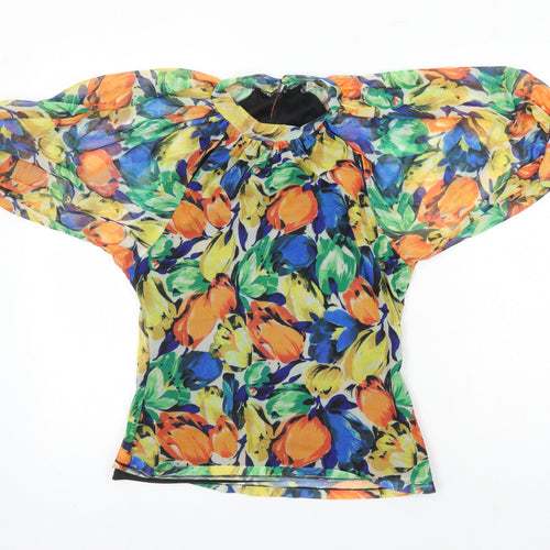 Oasis Womens Multicoloured Floral Polyester Tunic Blouse Size M Mock Neck