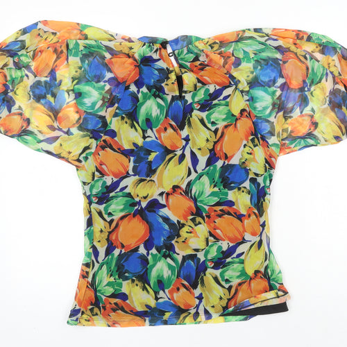 Oasis Womens Multicoloured Floral Polyester Tunic Blouse Size M Mock Neck