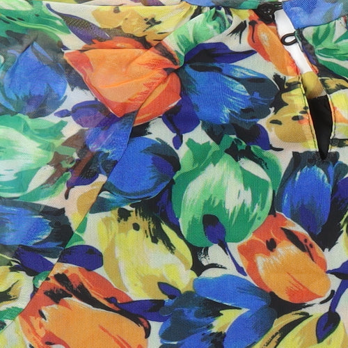 Oasis Womens Multicoloured Floral Polyester Tunic Blouse Size M Mock Neck