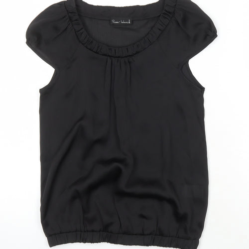 River Island Womens Black Polyester Tunic Blouse Size 8 Scoop Neck - Elasticated Waist