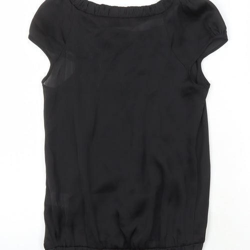 River Island Womens Black Polyester Tunic Blouse Size 8 Scoop Neck - Elasticated Waist