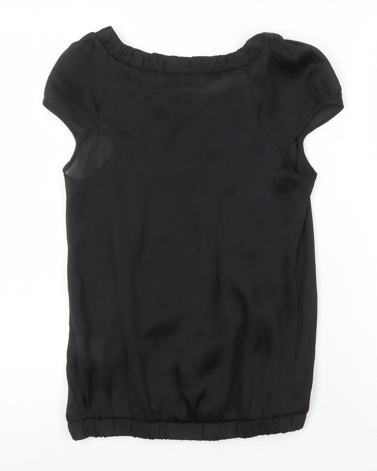 River Island Womens Black Polyester Tunic Blouse Size 8 Scoop Neck - Elasticated Waist