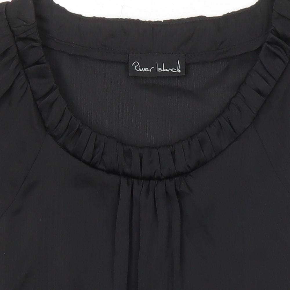 River Island Womens Black Polyester Tunic Blouse Size 8 Scoop Neck - Elasticated Waist