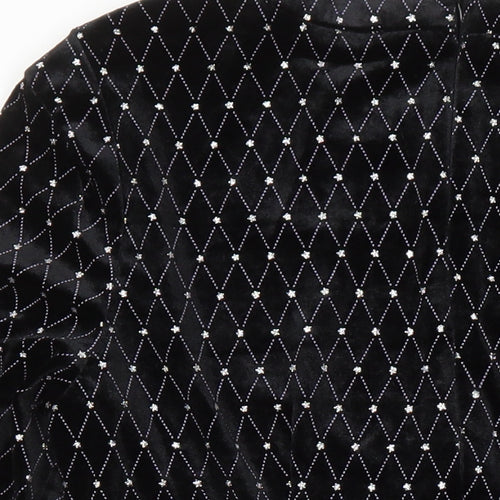 Boohoo Womens Black Geometric Polyester Bodycon Size 12 Round Neck