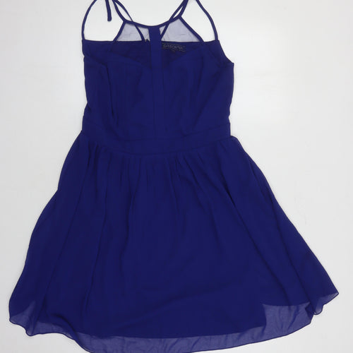 Girls On Film Womens Blue Polyester Fit & Flare Size 16 Square Neck