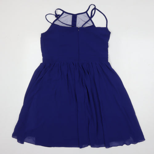 Girls On Film Womens Blue Polyester Fit & Flare Size 16 Square Neck