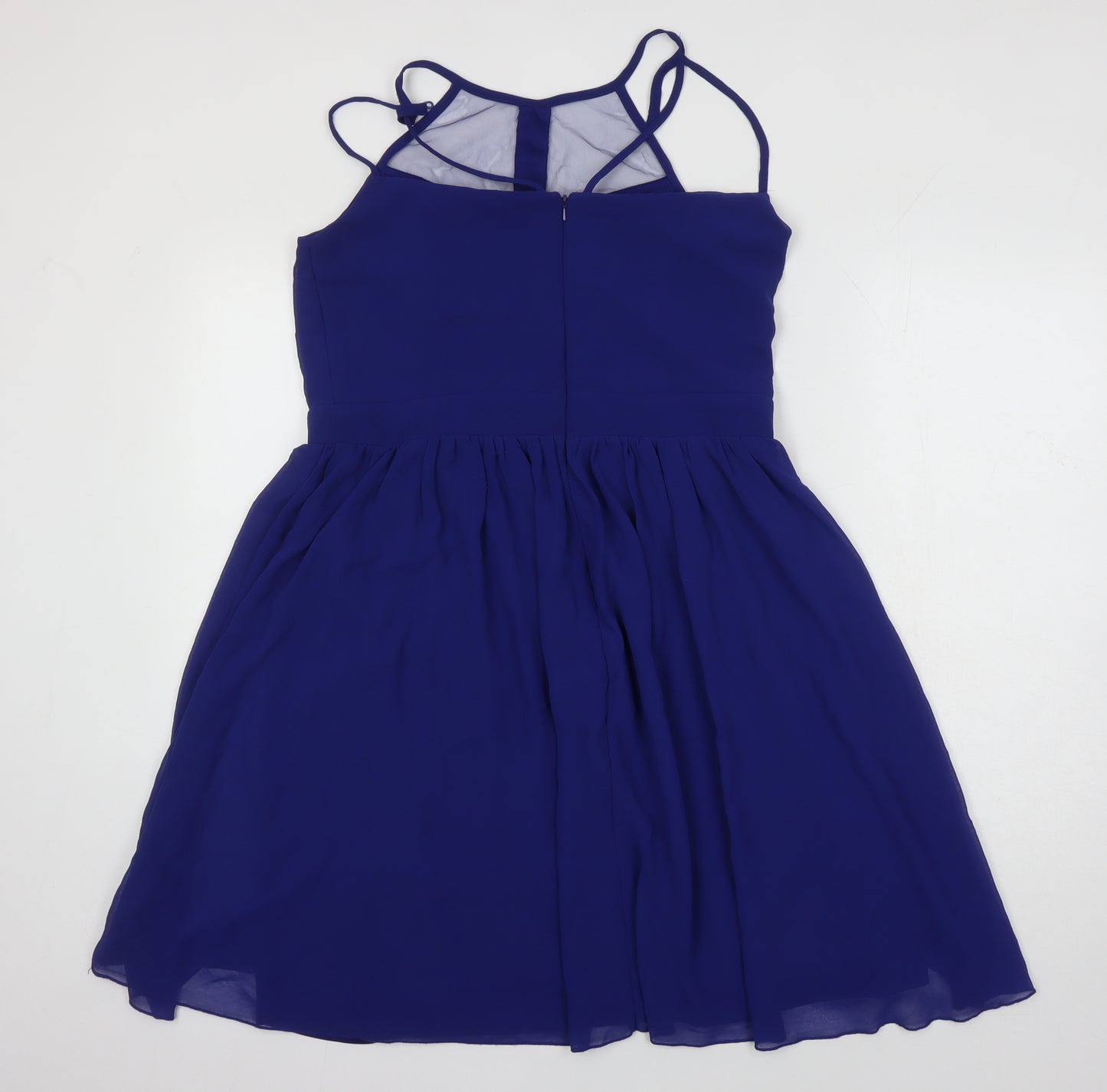 Girls On Film Womens Blue Polyester Fit & Flare Size 16 Square Neck