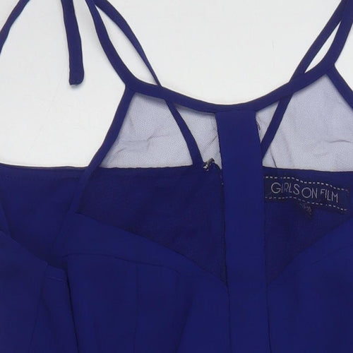 Girls On Film Womens Blue Polyester Fit & Flare Size 16 Square Neck
