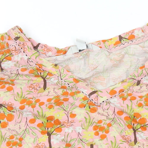 NEXT Womens Multicoloured Geometric 100% Cotton Tunic Blouse Size 16 V-Neck