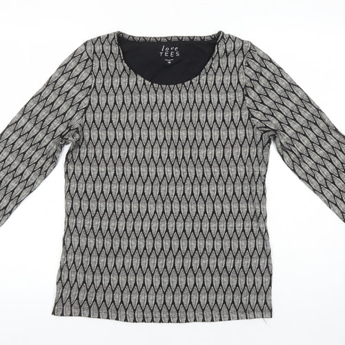 Love Tees Womens Multicoloured Geometric 100% Cotton Jersey T-Shirt Size 16 Scoop Neck