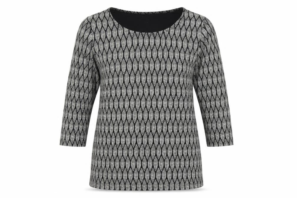 Love Tees Womens Multicoloured Geometric 100% Cotton Jersey T-Shirt Size 16 Scoop Neck