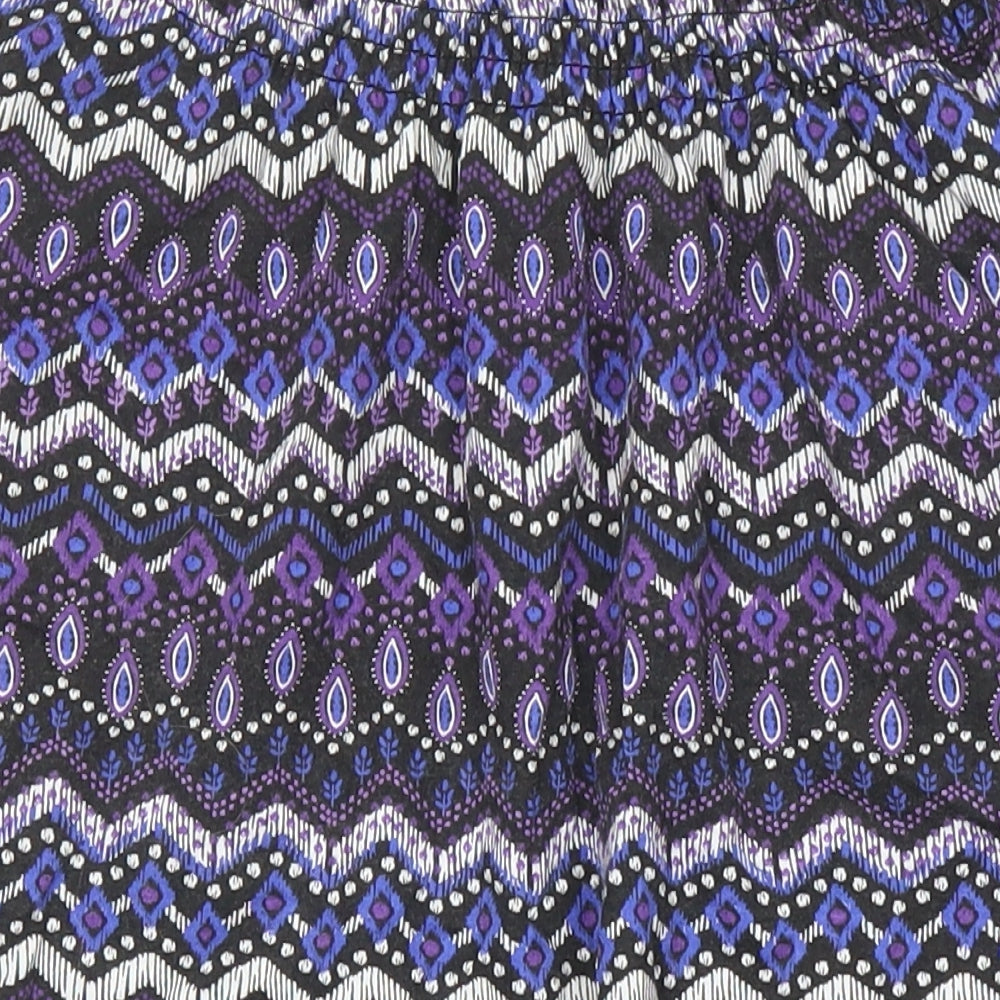 BM Casual Womens Multicoloured Geometric Polyester Tunic Blouse Size 14 Boat Neck - Elasticated Waist