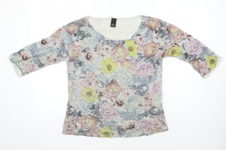 B.C. Best Connections Womens Multicoloured Floral 100% Cotton Tunic Blouse Size 12 Scoop Neck