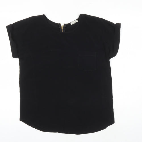 River Island Womens Black Polyester Tunic Blouse Size 8 Round Neck