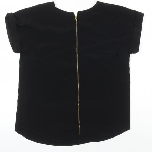 River Island Womens Black Polyester Tunic Blouse Size 8 Round Neck