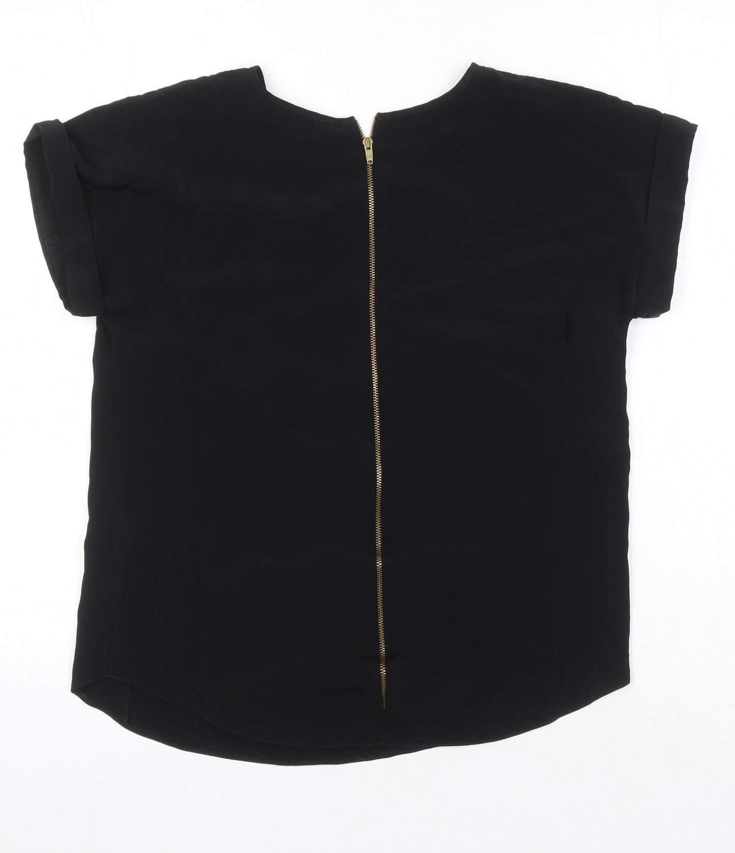 River Island Womens Black Polyester Tunic Blouse Size 8 Round Neck