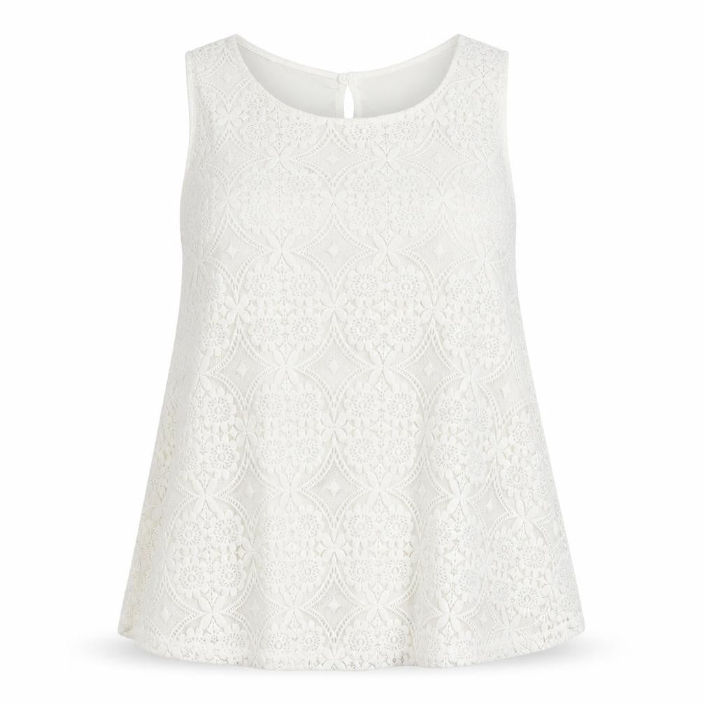 Front view of Next women’s ivory polyester tunic blouse, size UK 20, boat neck - lace overlay