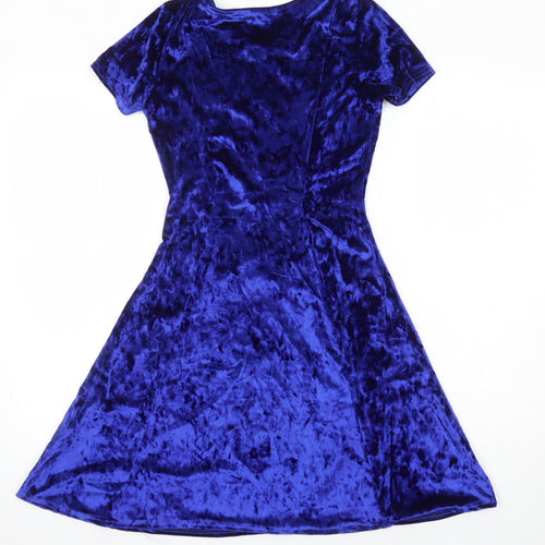 Look of The Day Womens Blue Polyester Fit & Flare Size 10 Round Neck