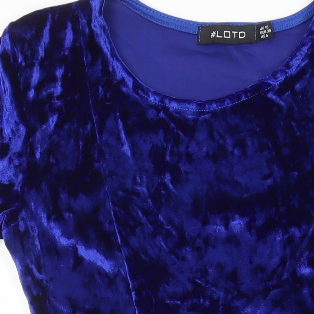 Look of The Day Womens Blue Polyester Fit & Flare Size 10 Round Neck