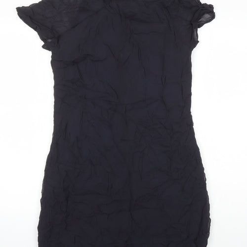 John Rocha Womens Blue Viscose Tunic Blouse Size 10 Boat Neck - Sequin Detail