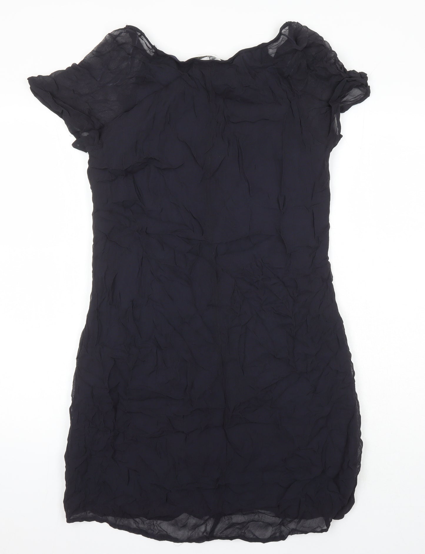 John Rocha Womens Blue Viscose Tunic Blouse Size 10 Boat Neck - Sequin Detail