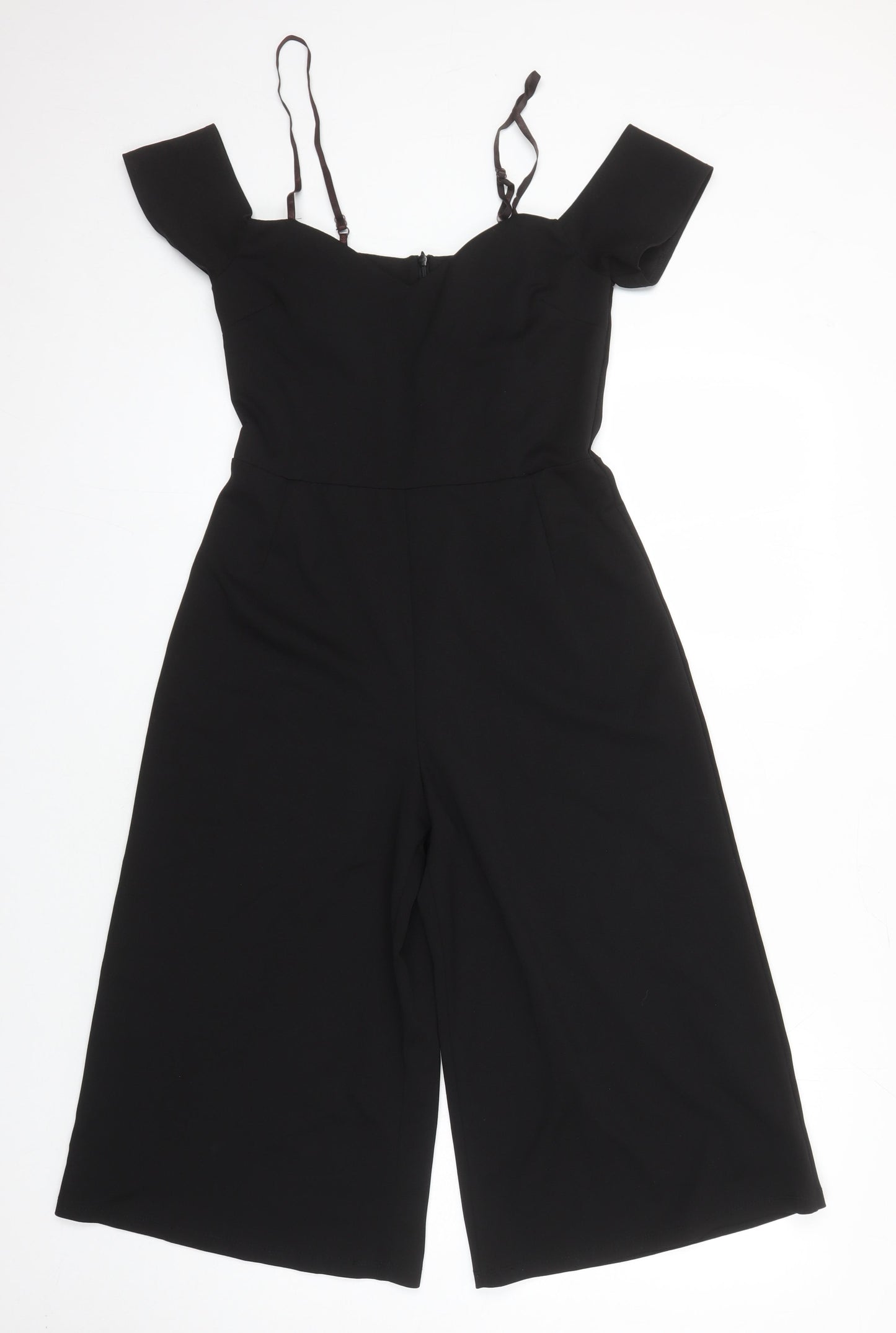 Boohoo Womens Black Polyester Jumpsuit One-Piece Size 10 L16 in