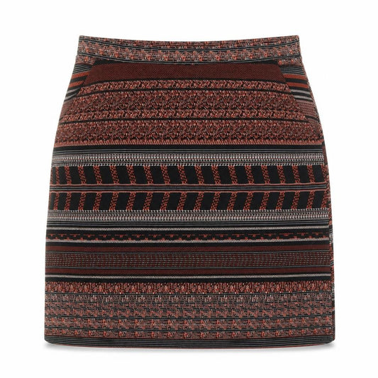Front view of Next women’s multicoloured geometric polyester a-line skirt, size UK 12