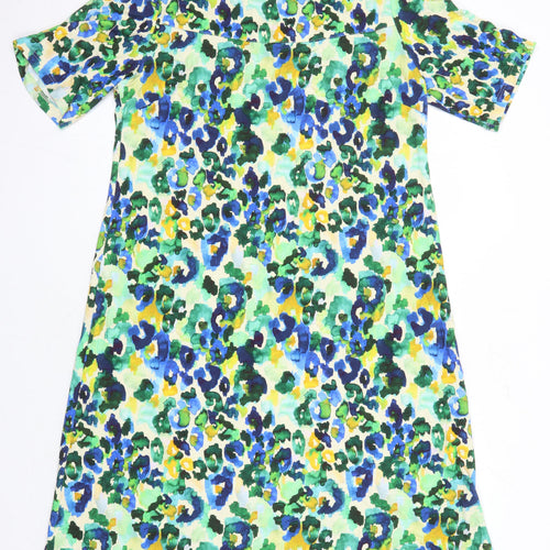David Neiper Womens Multicoloured Floral Viscose Shift Size 16 Scoop Neck