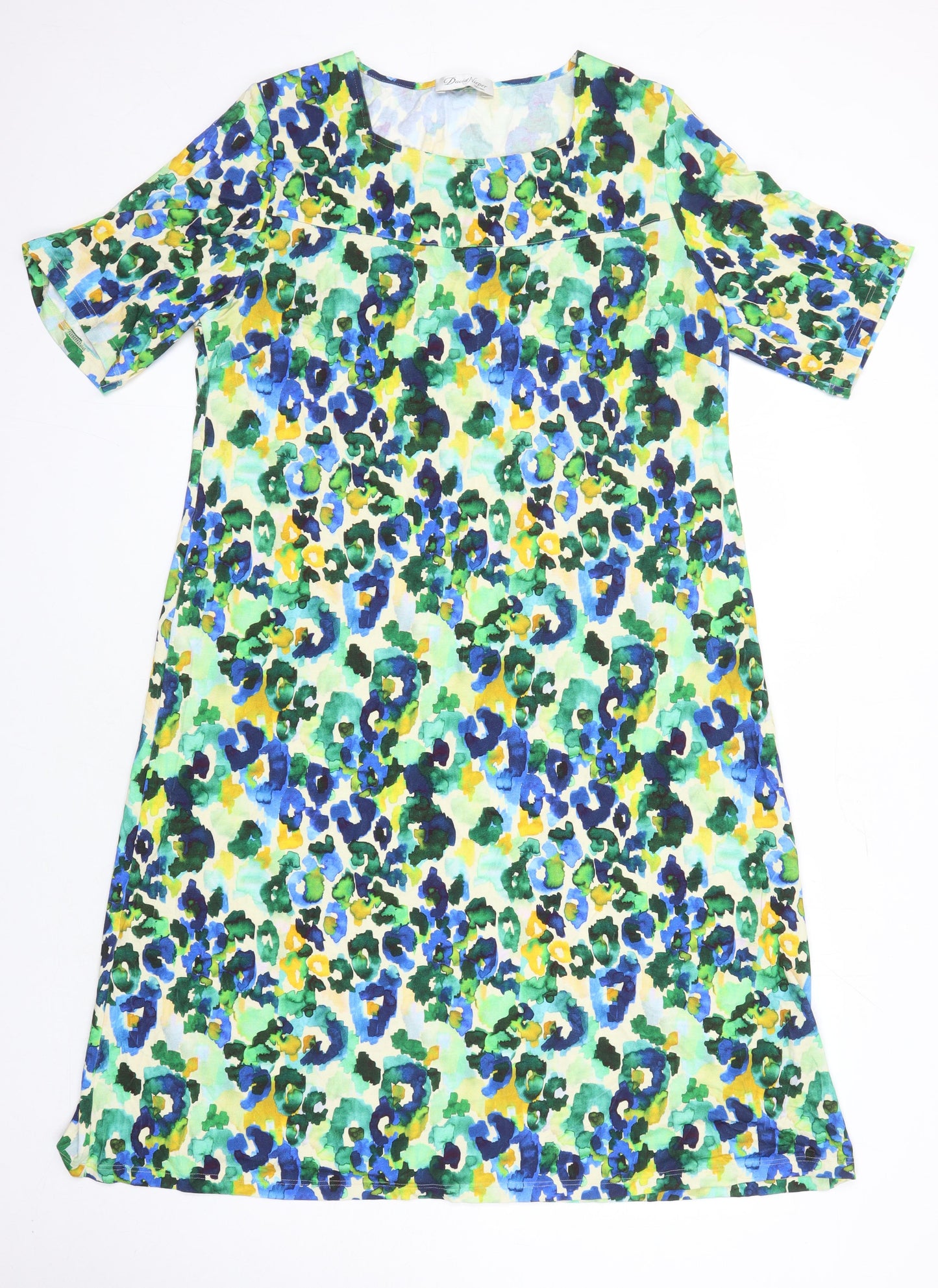 David Neiper Womens Multicoloured Floral Viscose Shift Size 16 Scoop Neck