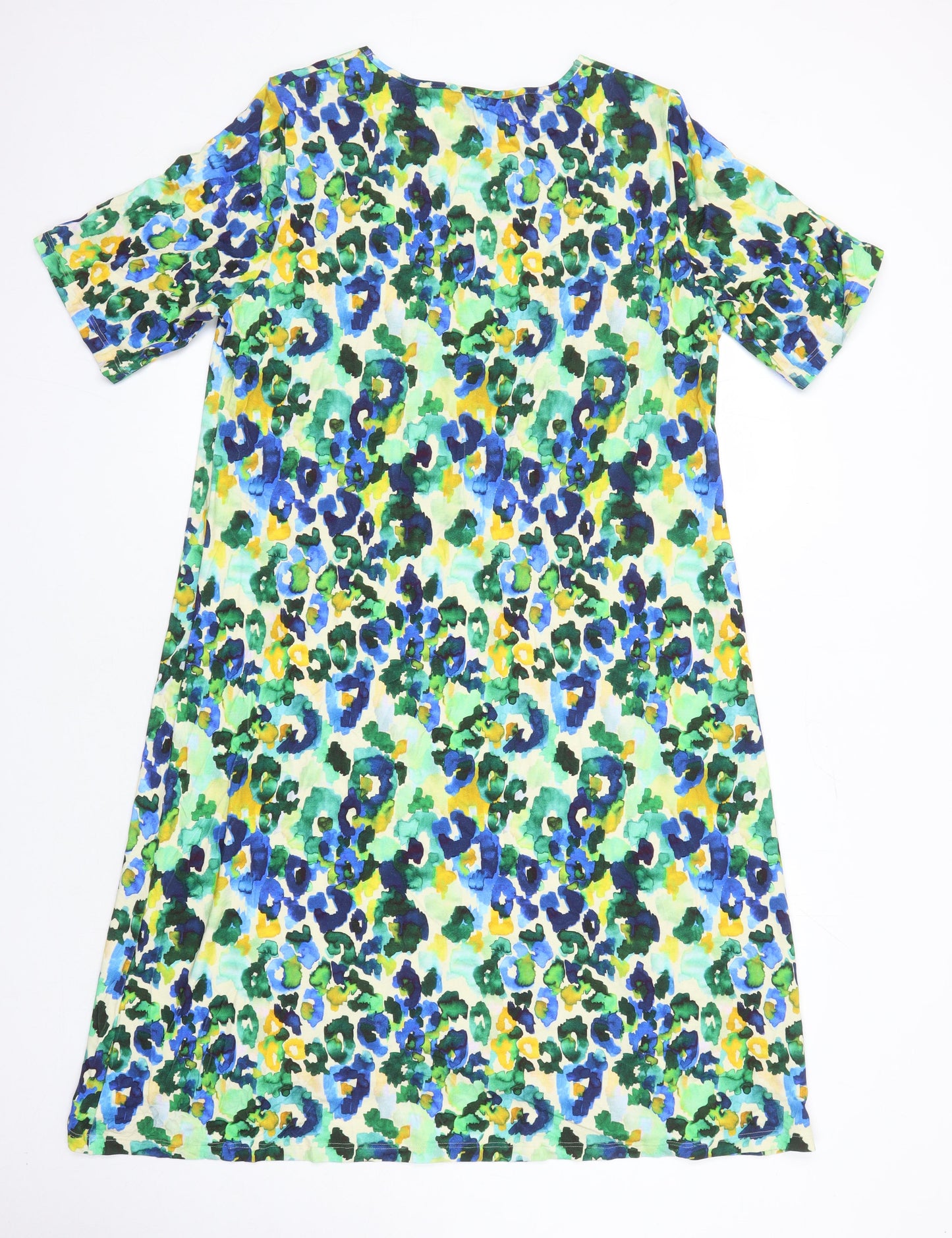 David Neiper Womens Multicoloured Floral Viscose Shift Size 16 Scoop Neck