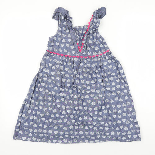 Penelope Mack Girls Blue Geometric 100% Cotton A-Line Size 8 Years Round Neck