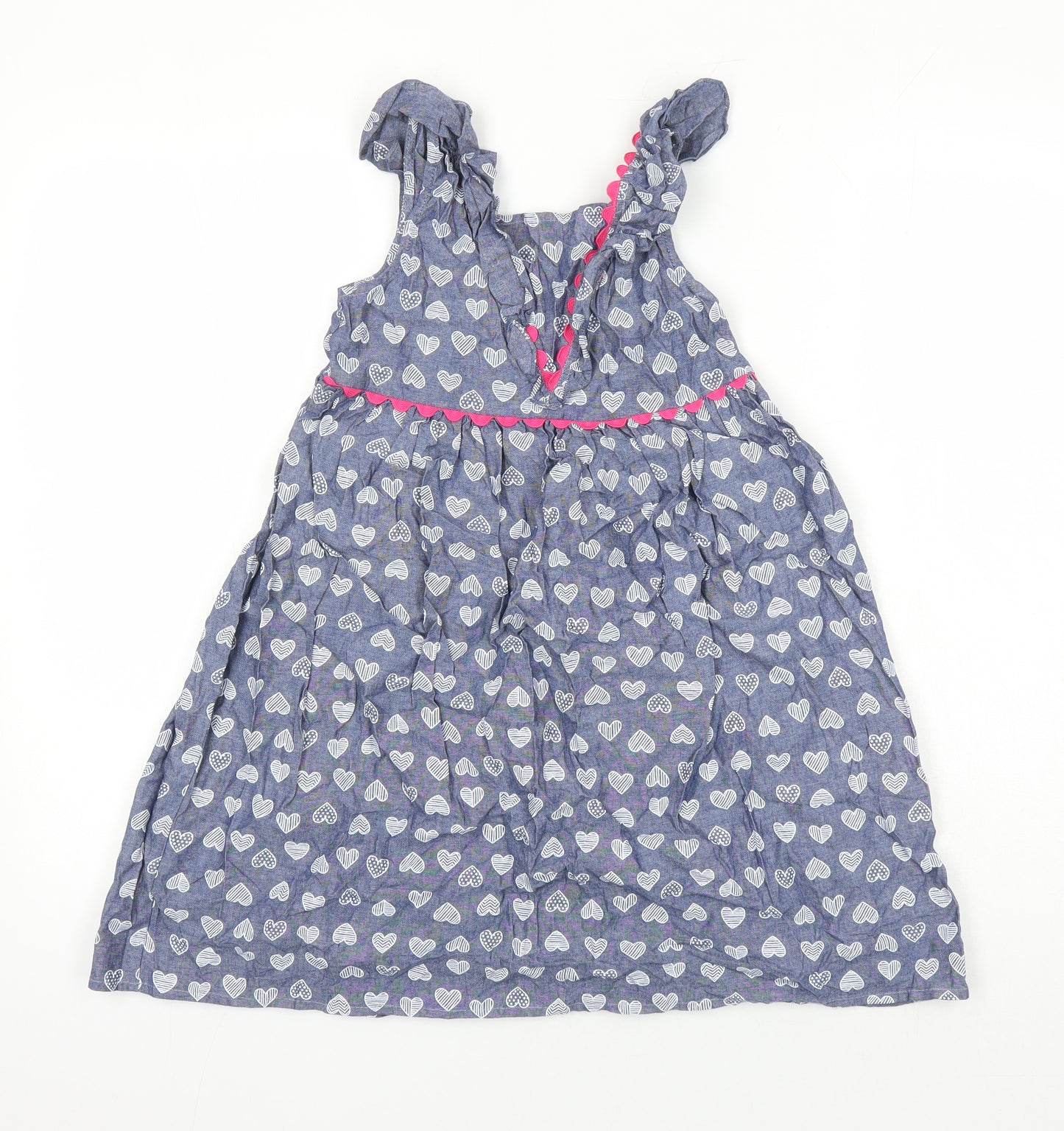 Penelope Mack Girls Blue Geometric 100% Cotton A-Line Size 8 Years Round Neck