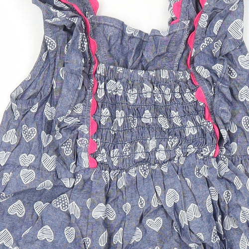 Penelope Mack Girls Blue Geometric 100% Cotton A-Line Size 8 Years Round Neck